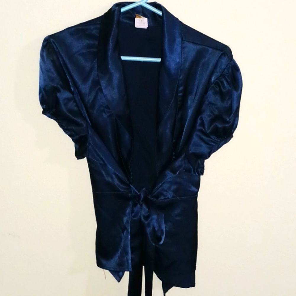Navy blue satin shirt